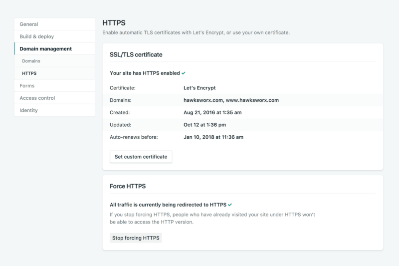 La configuration de SSL chez Netlify avec renouvellement automatique des certificats grâce à Let’s Encrypt